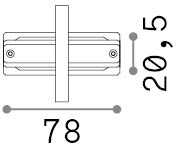 Įleidžiamų vienfazių bėgelių tiesus sujungimas LINK MONO, juodas, 342856