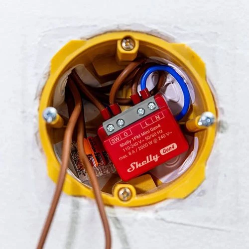 Shelly 1PM Mini Gen4 1 kanalo relė 8A (WiFi, Bluetooth, Zigbee, Matter)