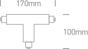 3 fazių bėgelio T formos kairysis sujungimas, juodas, 41016A/B/L