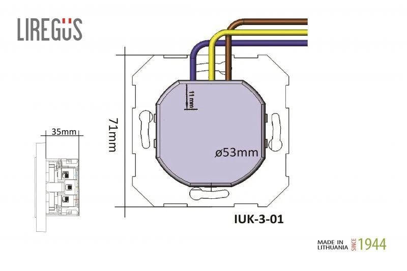 Liregus Kištukinis lizdas EPSILON, SCHUKO lizdas ir USB A+C įkroviklis 17W, be rėmelio, metalo sp.