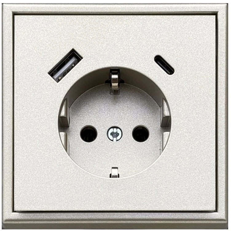 Kištukinis lizdas ir USB A+C kroviklis LIREGUS MODERN,šamp.