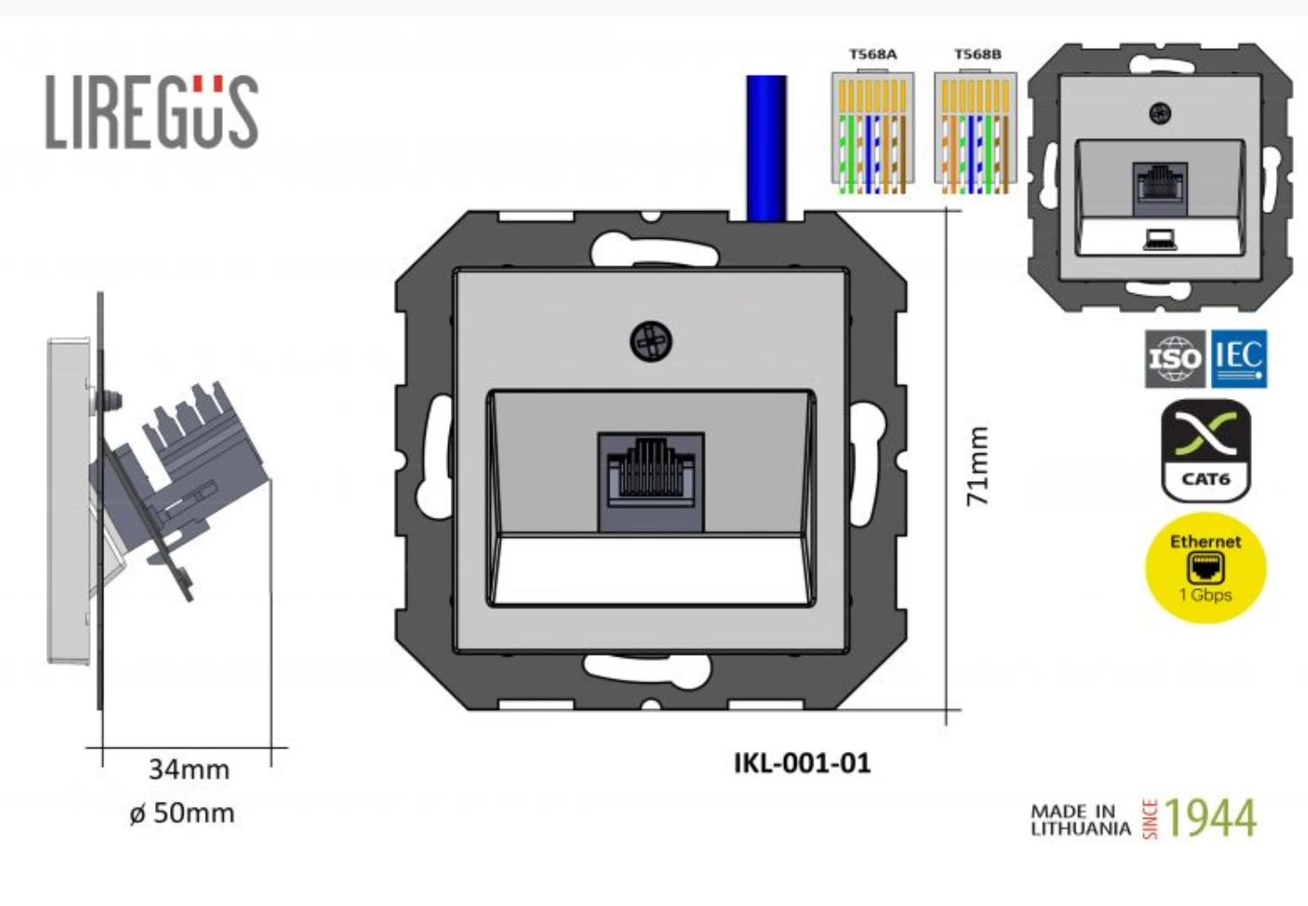 Liregus Kompiuterio lizdas EPSILON, smėlio sp., be rėmelio