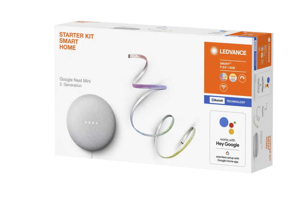Komplektas- išmanusis garsiakalbis GOOGLE NEST + 6W SMART FLEX LED juosta, 1,8m