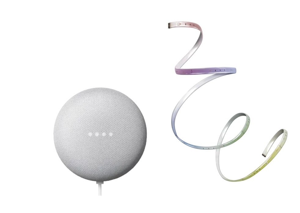 Komplektas- išmanusis garsiakalbis GOOGLE NEST + 6W SMART FLEX LED juosta, 1,8m