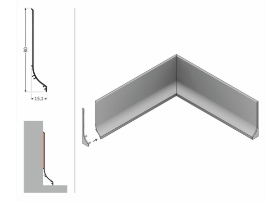 LED grindų apdailos profilis BASE, baltas, 3m