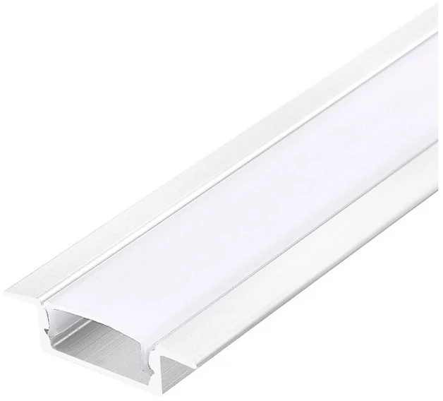LED įleidžiamas profilis P02, baltas, 2m, su dangteliu ir užbaigimais