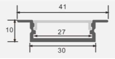 LED juostos įleidžiamas profilis OPTONICA, juodas, 2m, su baltu dangteliu ir užbaigimais
