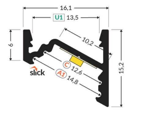 LED juostos kampinis profilis CORNER10.v2, juodas, 2m
