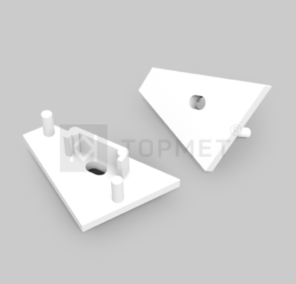 LED juostos profilio CORNER14 Gen2 užbaigimo elementai su skyle, balti