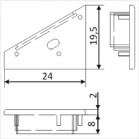 LED juostos profilio CORNER14 GEN2 užbaigimo elementas su skyle, sidabro sp., 2vnt.
