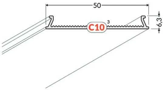 LED juostos profilio dangtelis C10 CLICK WIDE, skaidrus, 3m