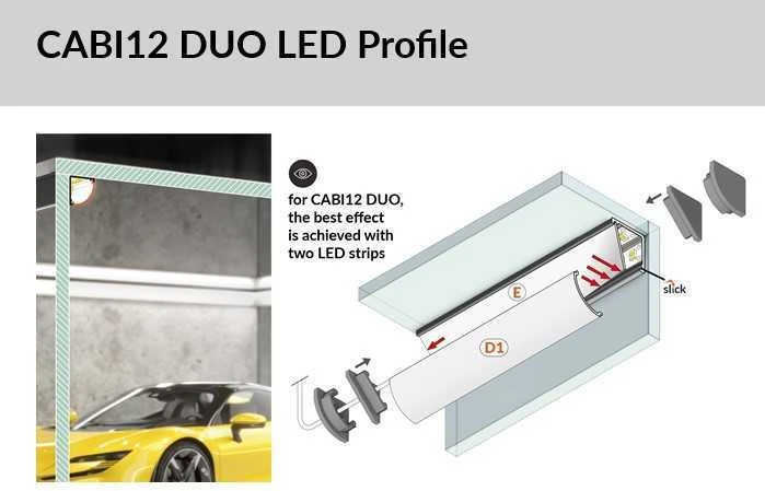 LED juostos profilio dangtelis D1 CLICK, baltas, 3m