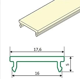 LED juostos profilio dangtelis F CLICK, skaidrus, 2m