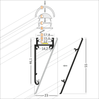 LED juostos profilio dangtelis WALLE12, anoduotas aliuminis, 2m