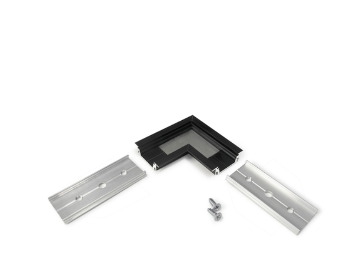 LED juostos profilio GROOVE14 kampinis sujungimas 90°, juodai anoduotas