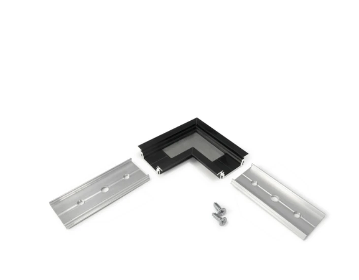 LED juostos profilio GROOVE14 kampinis sujungimas 90°, juodai anoduotas