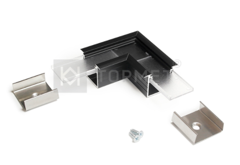 LED juostos profilio LINEA-IN20 90 laipsnių kampinis sujungimas, juodai anoduotas