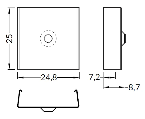LED juostos profilio LINEA-IN20 tvirtinimo elementai U7, komplekte 2 vnt.