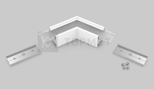 LED juostos profilio LINEA20 120 laipsnių kampinis sujungimas, baltai dažytas