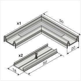 LED juostos profilio SURFACE10 kampinis sujungimas L (baltai nudažytas)