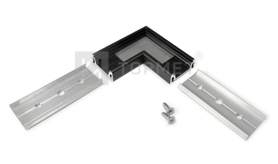 LED juostos profilio SURFACE14 90 laipsnių kampinis sujungimas, juodai anoduotas