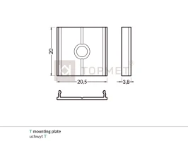 LED juostos profilio tvirtinimo elementas T (neanoduotas aliuminis)