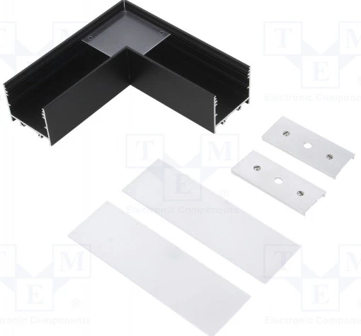 LED juostos profilio VARIO30-02 kampinis sujungimas 90 laipsnių, anoduotas juodas