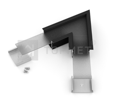 LED juostos profilio VARIO30-07 60 laipsnių kampinis sujungimas, juodai anoduotas