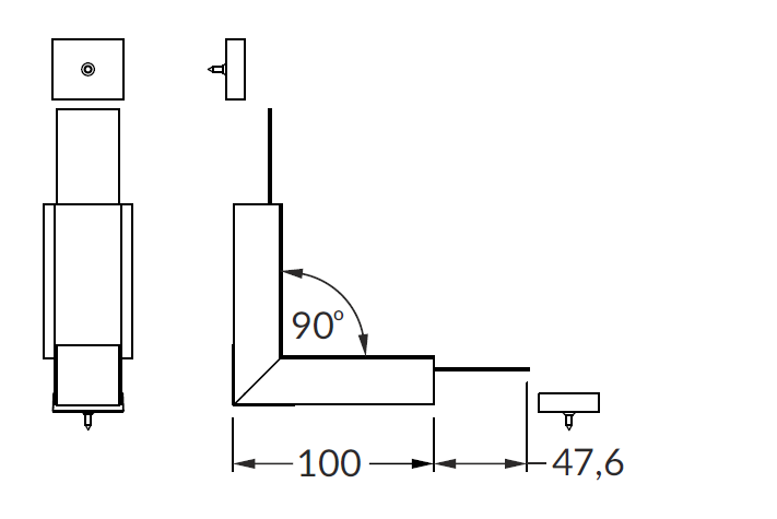 LED juostos profilio VARIO30-07 90 laipsnių kampinis sujungimas, baltas