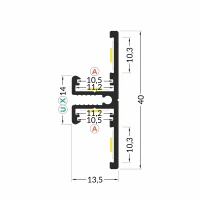 LED juostos profilis BACK10 A/UX, juodas, 2m