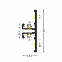 LED juostos profilis BACK10 A/UX, neanoduotas aliuminis, 2m
