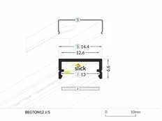LED juostos profilis BEGTON12 J/S, baltas, 2m