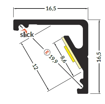 LED juostos profilis CABI12 E, juodas, 3m