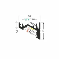 LED juostos profilis CORNER10 BC/UX, baltas, 2m