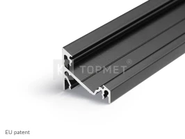LED juostos profilis CORNER14 EF/TY, juodas, 2m
