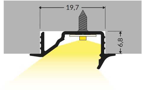 LED juostos profilis DIAGONAL10 C, neanoduoto aliuminio, 2m