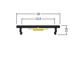 LED juostos profilis FIX12, 18mm pločio, anoduotas aliuminis, 2m