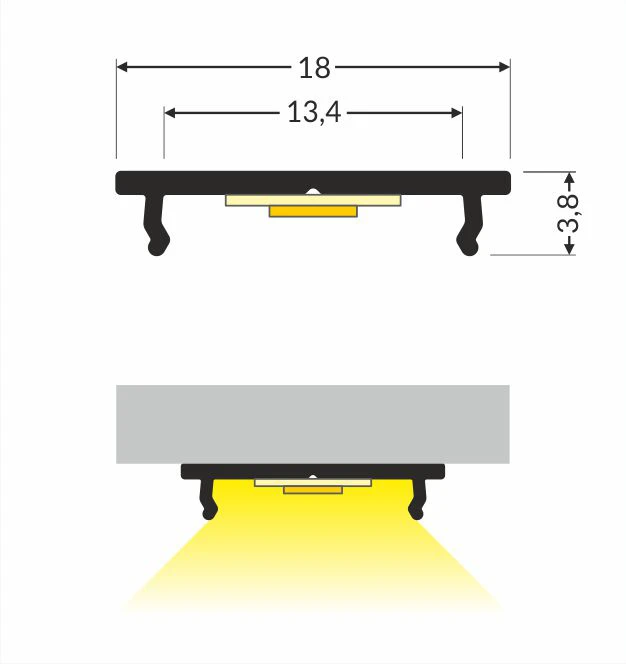 LED juostos profilis FIX12, neanoduotas aliuminis, 2m