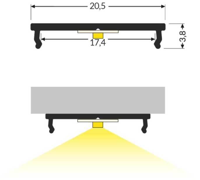 LED juostos profilis FIX16, juodas, 2m