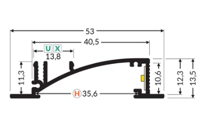 LED juostos profilis FLAT8 H/UX, baltas, 2m