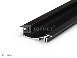 LED juostos profilis FLAT8 H/UX, juodas, 2m