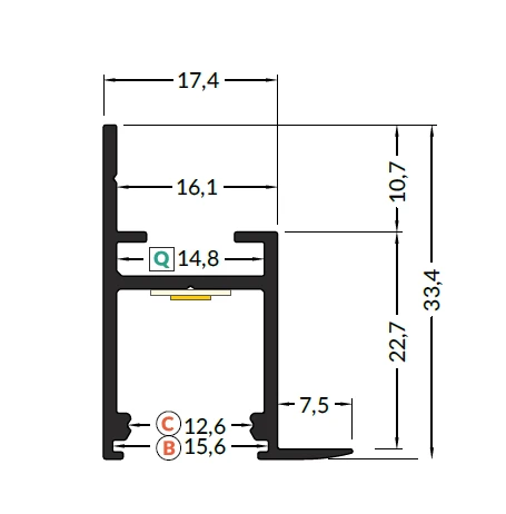 LED juostos profilis FRAME14 BC/Q, anoduotas aliuminis, 2m