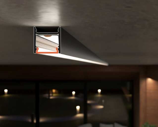 LED juostos profilis LEVEL12 C/U1, juodas, 2m