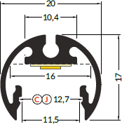 LED juostos profilis PEN12 CJ, juodas, 2m