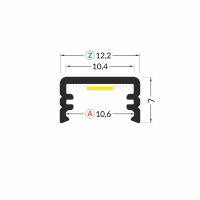 LED juostos profilis SLIM8 AC2/Z, neanoduotas aliuminis, 2m