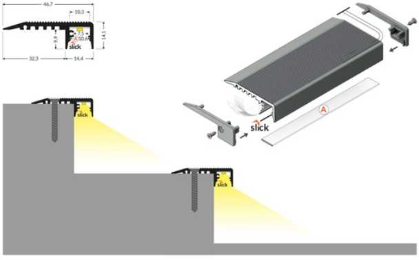 LED juostos profilis UP-MINI10 A, anoduoto aliuminio sp., 3m