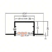 LED juostos profilis VARIO30-05 ACDE-9, baltas, 2m