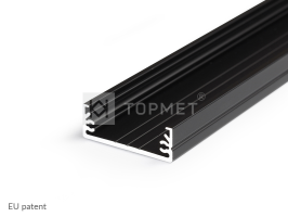 LED juostos profilis WIDE24 G/W, juodas, 2m