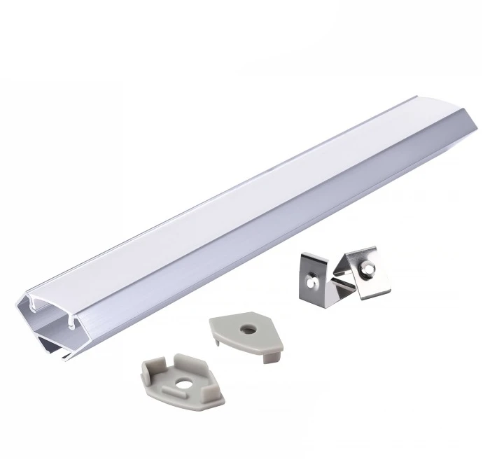 LED kampinis profilis N01, anoduoto sidabro sp., 2m, su dangteliu ir užbaigimais