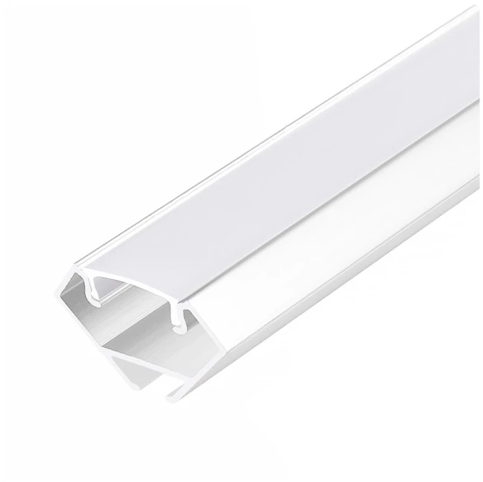 LED kampinis profilis N01, baltas, 2m, su dangteliu ir užbaigimais